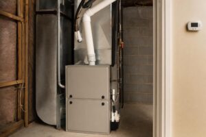 Furnace and thermostat in an Ontario utility room